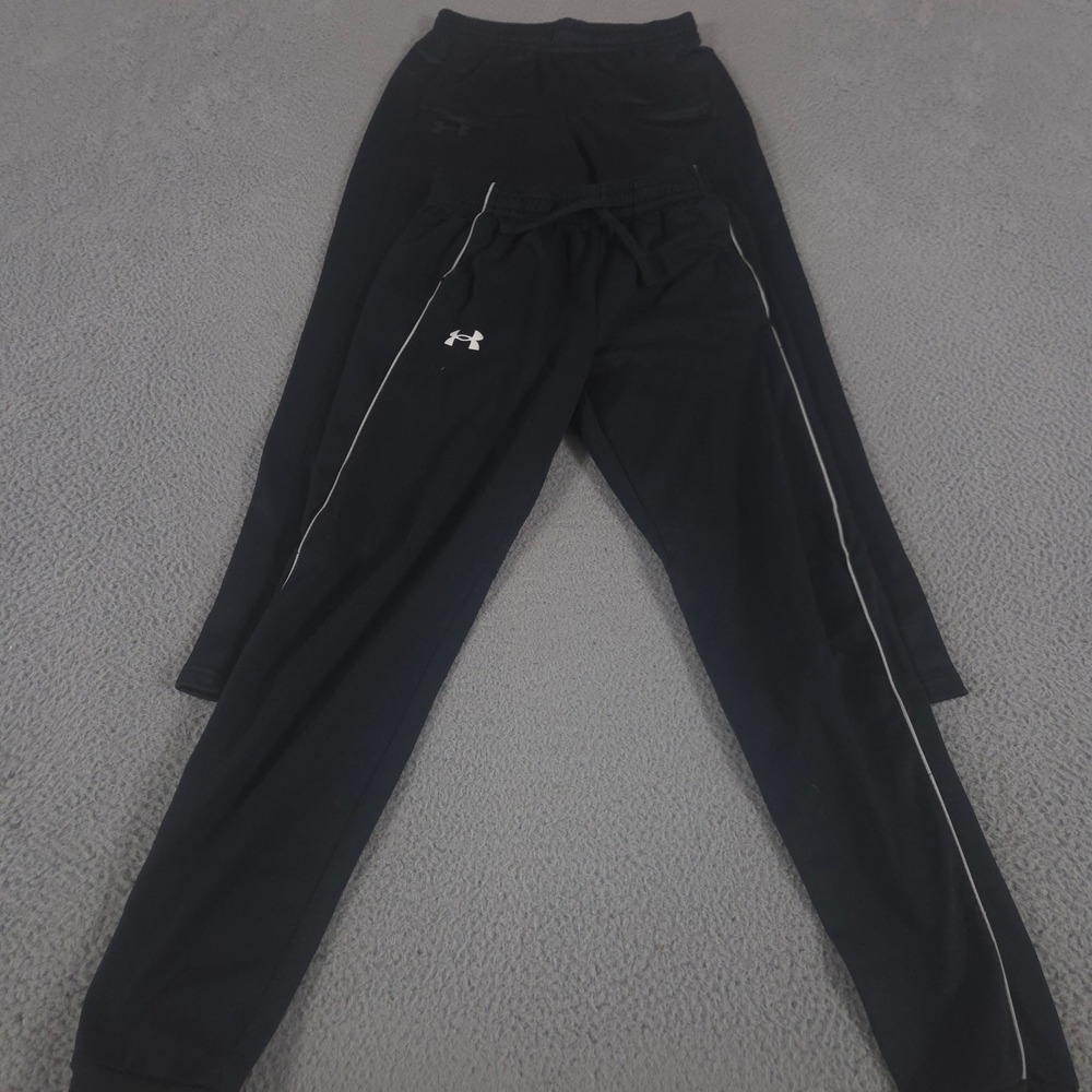 LOT OF 2 Under Armour Pants Boys YLG Black Pennant 2.0 Armour Fleece Tapered Leg